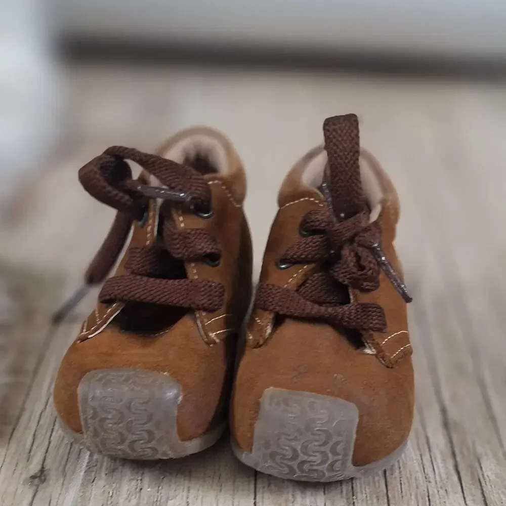 Audaz Brown Leather Baby Walker Shoes In Sz.3